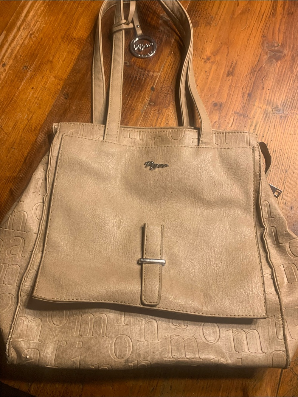 Vigor Taupe Leather Shoulder Tote